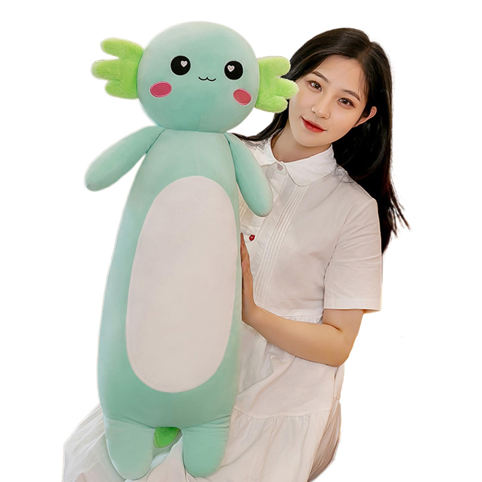 Somao Long Axolotl Plush Pillow, Cute Axolotl Stuffed Animal Body Plush Soft Plushies Doll Toy For Girls Boys(100Cm/39.3Inch,Gre